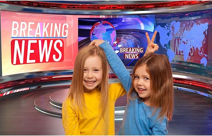 Breaking News Backdrop Studio TV News Broadcast Hall Background News Room Broadcasting Photography Background Program Record News Report Business Newsman Backdrop Kids Portrait Photo Props 7x5ft