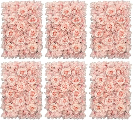 Flower Panels for Flower Wall (6 Pack) 24 Inch by 16 Inch Each | Flower Wall, Backdrop, Weddings, Event Decor, and Bridal & Baby Shower (Gradient Pink)