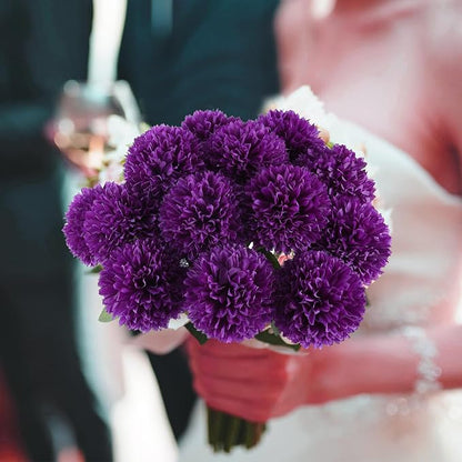 Hananona 12 Pcs Artificial Chrysanthemums Flowers Purple Flowers, Fake Mums Silk Vintage Flower for Home Decor Indoor Floral Arrangement Table Centerpiece (12, Purple)