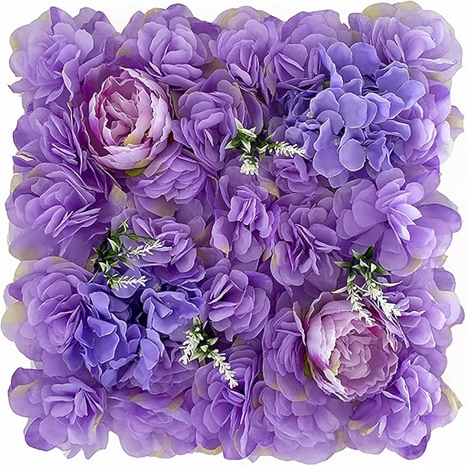 Flower Wall Backdrop, 12PCS 10.6"-15.7" Artificial Flower Wall Panel with Various Styles, 3D Floral Wall Decor for Wedding Photo Background Festive Party Home Decoration (F012, 13.8 * 13.8in)