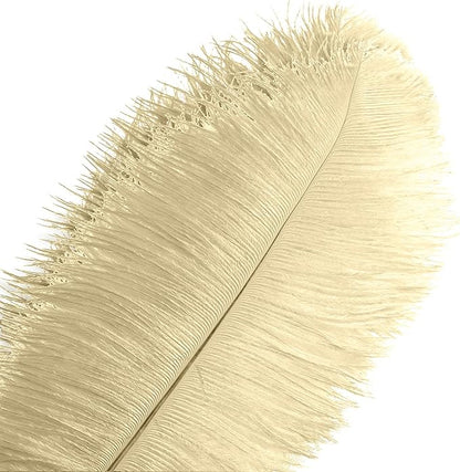 Piokio 10 pcs Natural Champagne Ostrich Feathers 14-16 inch(35-40 cm) Bulk for Wedding Party Decoration Gatsby Decorations