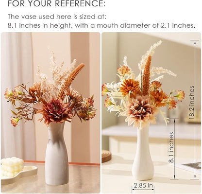 Fake Flower Bouquet, Faux Flower Arrangement for Decorating Kitchens, Bedrooms, Bathrooms, Realistic Artificial Flowers Made of Silk & Plastic, Floral Decoration with Dahlia & Small Blossoms