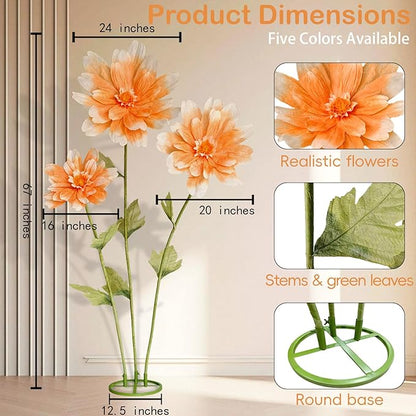 5.6 Ft Giant Daisy Flowers for Decoration,Big Artificial Fake Daisy,Large Crepe Paper Flowers for Home Decor Garden,Hotel,Office,Photography Props,Wedding,Art Gallery,Shop Window Display(Orange)