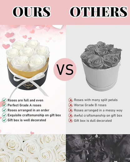 Preserved Roses, Forever Flowers in Luxury Box Preserved Flowers for Delivery, Eternal Rose Flower Long-Lasting 2-3 Years, Anniversary Rose Forever Birthday Gifts for Women Mom