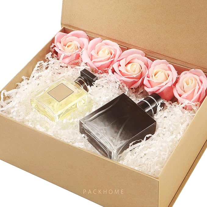 PACKHOME 6 Gift Boxes 9x6.5x3.8 Inches, Rectangle Collapsible Boxes with Magnetic Lids for Gift Packaging (Kraft)
