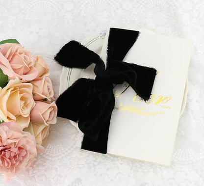 MAYREEL 2 Inch Black Velvet Ribbon Hand Torn Ribbon Silk Frayed Edge for Bridal Bouquets Invitations Wedding Vow Books Gift Baskets Hair Bows 3 Yards