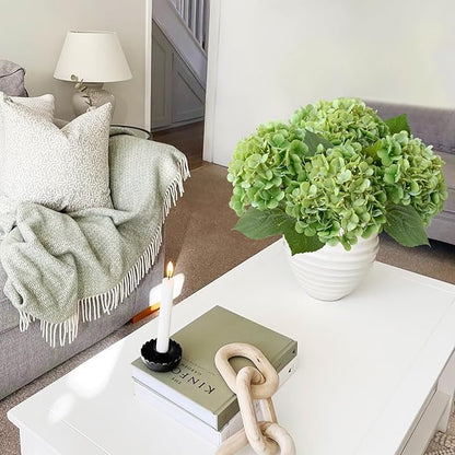 Light Green Artificial Hydrangeas, 4Pcs 20" Real Touch Silk Flowers,Lifelike Hydrangeas Stems Faux Flowers for Bouquet Table Centerpieces Indoor Spring Outdoor Home