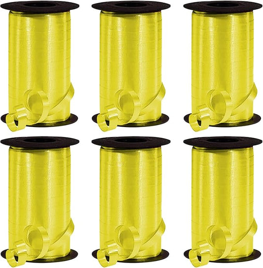 PMU Curling Ribbon - Crimped Texture Curling Ribbons for Gift Box Wrapping, Florist Flowers, Birthday Party Decorations, Festival Art Craft & Christmas Décor - Daffodil 3/8 Inch X 250 Yards, Pkg/6