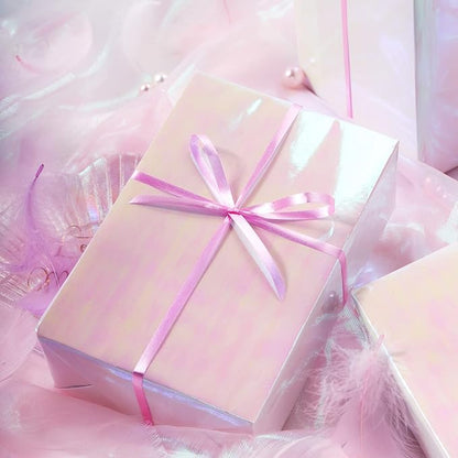 LeZakaa Pink Wrapping Paper Roll - Holographic Iridescent Wrapping Paper for Birthday, Valentine's, Mother's Day, Holiday - 17 inches x 32.8 Feet (47.23 sq.ft.)