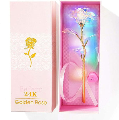 Birthday Gifts for Women Mom, Galaxy Glass Rose Forever Preserved Flowers Eternal Crystal Roses Christmas Rose Gifts for Grandma Wife Sister Her Friends, LED Colorful