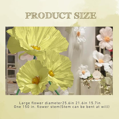 Wedding Giant Flowers Decorations, Large Paper Flowers, Artificial Flower Art Wall Decoration for Reception Banquet Outdoor Ceremony Church Spring Wedding Arrangements 3 Pack (Yellow)