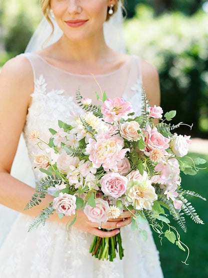 Artificial Flowers, Light Pink Silk Fake Flowers for DIY Wedding Bridal Bouquets, Wedding Cake Flowers for Table Centerpieces Baby Shower Birthday Party Home Decorations