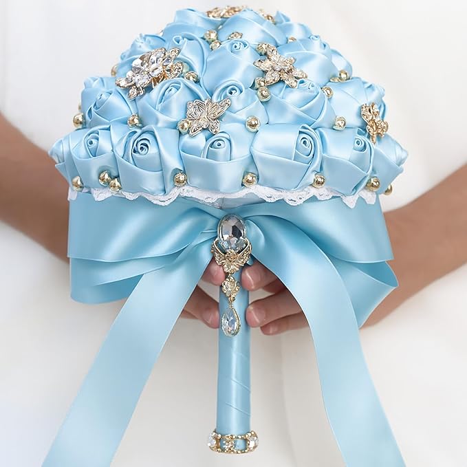KINGLAKE Baby Blue Satin Ribbon – 1 1/2'' x 100 Yards Polyester Light Blue Ribbon for Gift Wrapping, Baby Shower, Wedding, Party Decoration, DIY Crafts, Floral Bouquets and Wreath Bows