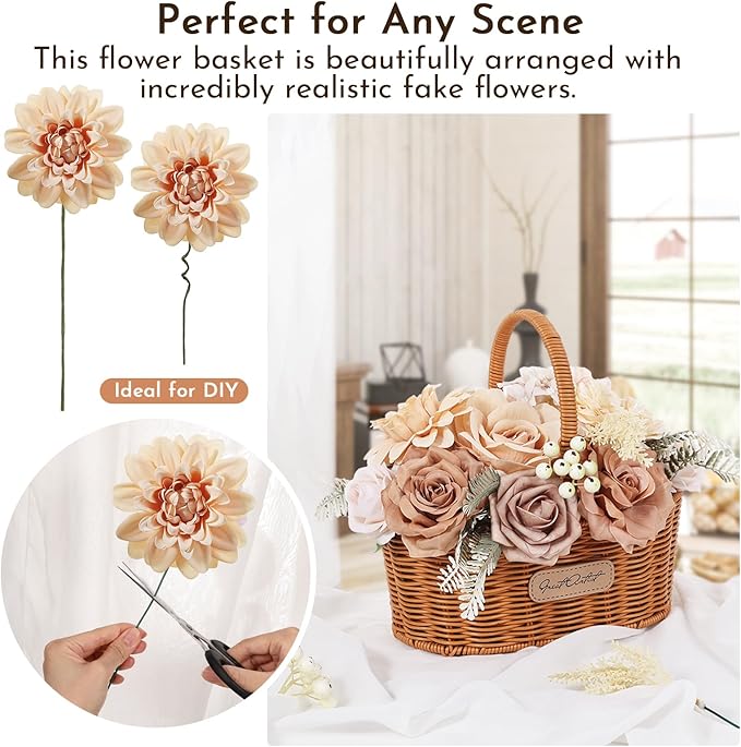 Artificial Flowers Combo Box Fake Rose for DIY Floral Arrangements Wedding Bouquets Centerpieces Baby Shower Party Home Decorations Nude Color