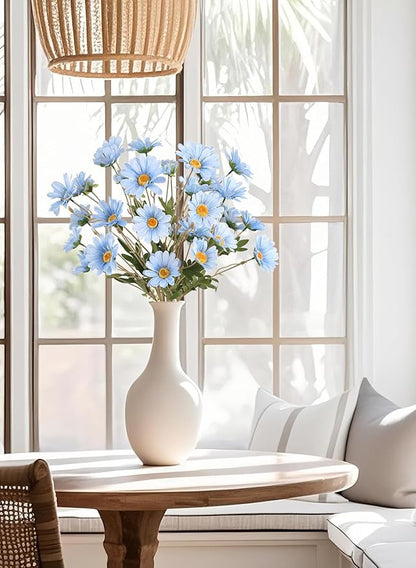 Light Blue 6Pcs Artificial Daisy Flowers 36 Heads 29.52” Long Stem Fake Wild Flowers for Room Home Decor Bath Party Wedding Garden Tall Vase Arrangement(Light Blue)