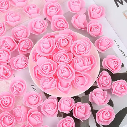 500pcs Mini Foam Rose Heads, Pink Artificial Flower Foam Fake Flower Bulk for DIY Crafts Wedding Bouquets Baby Shower Centerpieces Floral Arrangements Party Tables Home Decorations(Pink)
