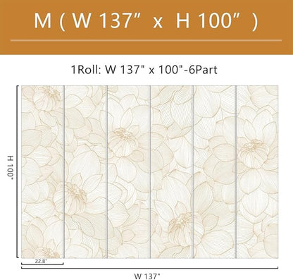 Peony Floral Beige Wallpaper Mural Peel and Stick for Living Room and Bedroom 137"x100"