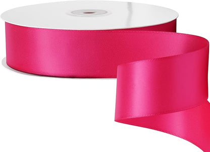 LIUYAXI Hot Pink Stain Ribbon, 1-1/2" X Continuous 50 Yards, Double Faced Fabric Ribbon Perfect for Gift Wrapping Wedding Birthday Party Chair Sash Christmas Hair Floral Craft Sewing