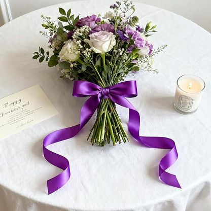 NESCCI 100 Yards Ribbon,1-1/2 Inch Purple Satin Ribbon,Single Face Satin Ribbons,Perfect for Gift Wrapping,Wedding Decoration,Handmade Bows,Wrapping Bouquet and More
