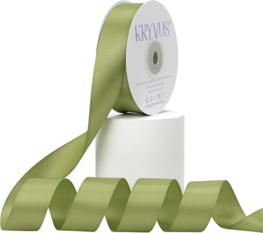 Moss Green Satin Ribbon, Double Faced 1 Inch X 25 Yards Moss Green Ribbon, Premium Satin Ribbon for Gift Wrapping, Crafts, Hair Bow Making, Sewing, Flower Bouquet, Wedding Party Decor