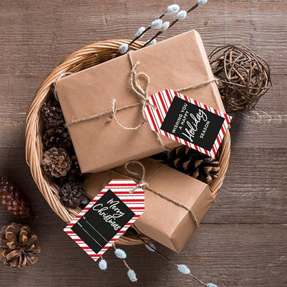 Andaz Press Christmas Holiday Season Classic Gift Tags, Merry Christmas to from and Wishing You A Happy Holiday Season, Candy Cane Striped Design, for Holiday Events, Parties, and Favors, 60-Pack