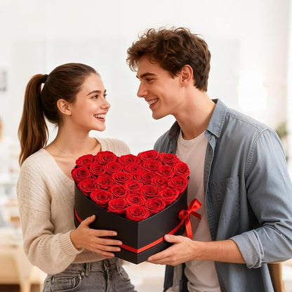 VEVOR Forever Flowers, 27 Preserved Roses in a Heart Shape Box, Eternal Flowers Immortal Bouquet Birthday Present for Delivery Prime Women Her Wife Mothers, Anniversary, Valentine's Day,Christmas, Red