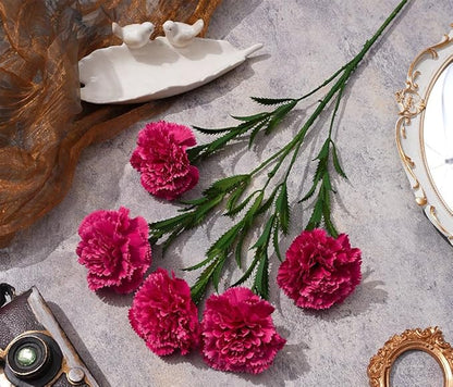 IPOPU 30 Heads Carnations Artificial Flowers 6PCS Silk Carnations 27.56in Artificial Flowers with Stems for Wedding Home Table Centerpieces Floral Arrangements(Hot Pink)
