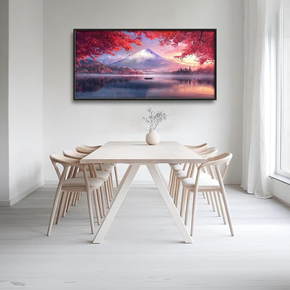 Mount fuji Wall Art Japanese Nature Large Wall Decor Mountain Lake Painting Asian Landscape Big Pictures Scenic Canvas Prints Framed Artwork Home Decorations for Bedroom Living Room office 60"x30"