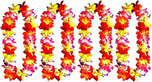 ALIMITOPIA Hawaiian Hula Leis Dance Wreath Garland Artificial Flowers Fabric Neck Loop for Luau Party Costumes (Multicolor;4pcs)