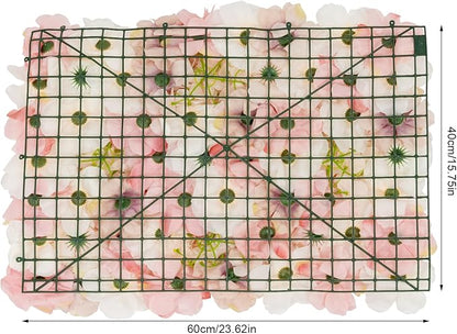 20 PCS Artificial Flower Wall Panel,Each Panel 24" x 16"3D Silk Rose Hydrangea Floral Backdrop,Handmade Eco-Friendly Flower Wall Photo Backdrop Decor (type1)