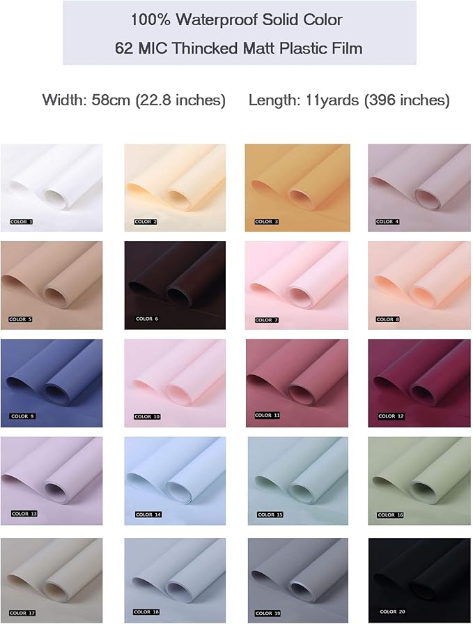 FWSA WRAPS Flower Wrapping Paper Roll Korean Floral Bouquet Packing Supplies Waterproof Fresh Flowers Gift Packaging Marterials (COLOR 7) 22.8 x 396 inches