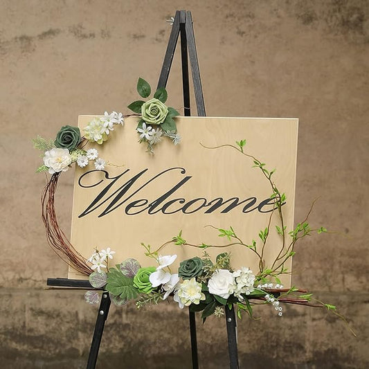 YYHUAWU Artificial Flowers Combo Box Set Forest Green Color Foam Fake Roses with Stems for DIY Wedding Bouquets Centerpieces Baby Shower Party Home Decorations