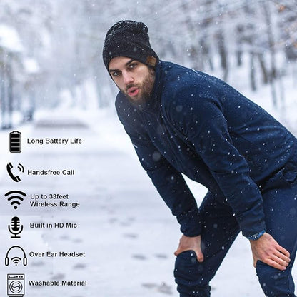 Wireless Hat Music Beanie for Men Women Music Beanie Hat Headphones Headset Speaker Microphone Cap Boys Teens Tech Beanie hat