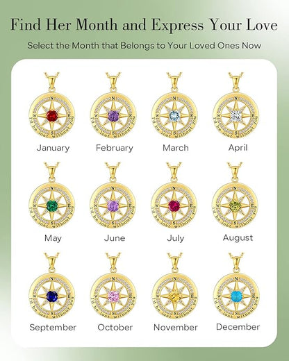S925 Necklace Gift for Wife |Compass Jewelry |Women Anniversary |Sterling Silver |Girlfriend Birthday Gifts for Her Valentines |I'd be Lost without You |Jewel 18K Gold