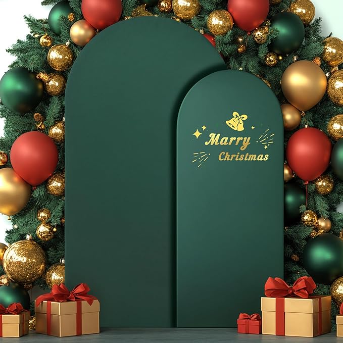 Hunter Green Arch Backdrop Covers - 7.2FT, 6FT Spandex Fitted Wedding Arch Stand Covers Round Top Chiara Stretchy Arch Backdrop Cover for Christmas Wedding Birthday Party Decoration
