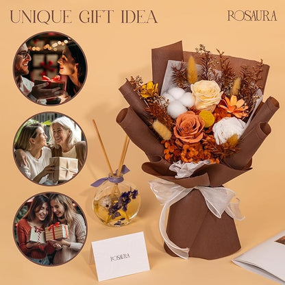 Rosaura Preserved Flowers Bouquets, Flowers for Delivery Prime, Forever Roses Bouquets Valentine's Day, Mother's Day, Christmas, Birthday Gifts (Brown)