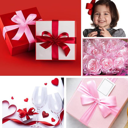 1-1/2 inch(40mm) x 50 Yards Pink Wide Satin Ribbon Pink Fabric Ribbon for Gift Packaging, Wedding Decoration, Flower Bouquet, Holiday Party, Hair Accessories Bow, Invitation