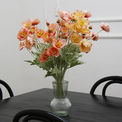 12PCS Poppy Flowers Artificial 23" Real Touch Stems Faux Poppies Silk Flowers for Home Decor Indoor (Pink)