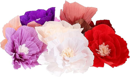 Garneck 11Pcs Multi-Color Paper Flower Decorations Crepe Handmade DIY Artificial Flowers for Party Home Wall Showcase Background Festive Decors
