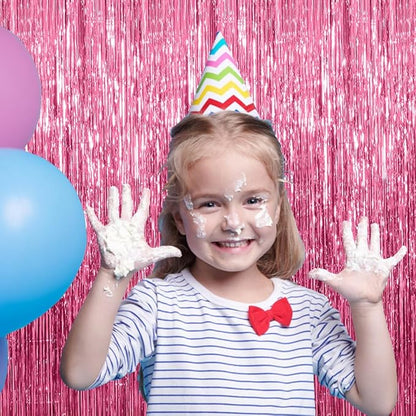 10 Pack Pink Backdrop Party Decorations Tinsel Curtain Party Backdrop Foil Fringe Birthday Decorations Photo Booth Streamer Backdrop Pink Theme Bachelorette Graduation Party Decorations
