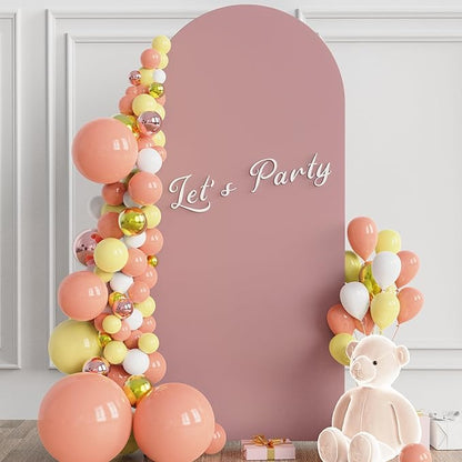 Wokceer 6FT Wedding Arch Cover Spandex Fitted Wedding Arch Stand Covers Round Top Chiara Arch Backdrop Cover for Birthday Party Ceremony Banquet Decoration Light Dusty Rose, COVER 1.8M- ROSEF74-A