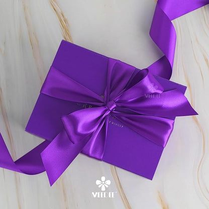 MEEDEE Purple Satin Ribbon 2 Inch Purple Ribbon Lux Double Faced Ribbons by 25 Yards Silk Satin Ribbons for Gift Wrapping, Weddings, Flower Bouquet, Holiday Decorating