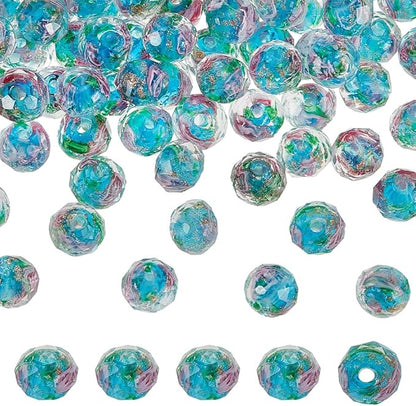 PH PandaHall 70pcs 6~8mm Gold Sand Lampwork Beads Glass Handmade Round Loose Beads for Rosary Making Jewelry Craft Making with 2mm Hole - Dodger Blue