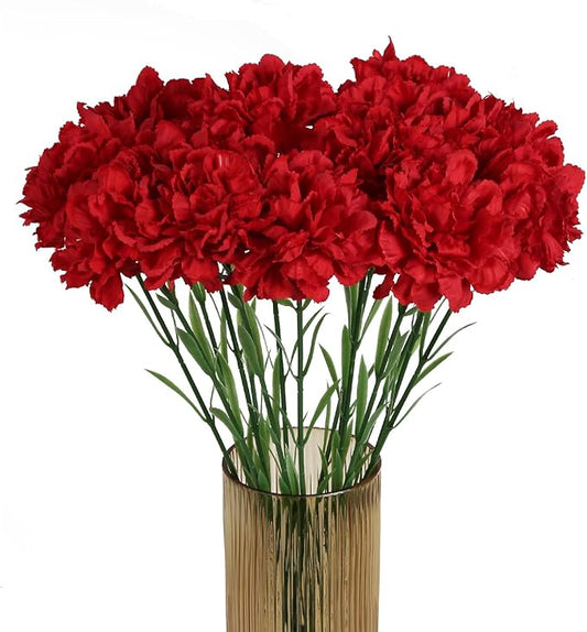 Red Carnations Artificial Flowers 15PCS Carnations Flowers Silk Flowers 21.25in Fake Flowers for Wedding Home Table Centerpieces Floral Arrangements(Red)