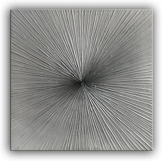 3D Abstract Art Oil Paintings on Canvas Texture Silver Gray Color Abstract Artwork Modern Home Decor Canvas Wall Art Ready to Hang for Living Room Bedroom 30x30inch