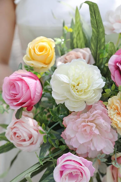Light Pink Artificial Flowers Combo Set Fake Flower Leaf Box with Stemst for DIY Wedding Bridal Bouquet, Centerpieces, Home Decor, Floral Arrangement Decor