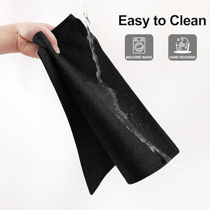 Homaxy Cloths Placemats for Dining Table Set of 4, Heat Resistant Washable Cotton Linen Blend Table Mats, Easy to Clean Place Mats for Indoor Outdoor Party Kitchen Decoration, 13" x 19", Black