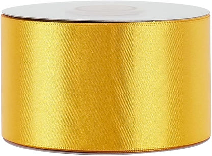 MEEDEE Satin Ribbon - 25 Yards Yellow Double Faced Satin Ribbon for Christmas Tree, Thanksgiving Decorating, Wreaths, Bows, Crafts, Weddings, Flower Bouquets
