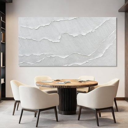 WINKAILIN Large White Abstract Textured Canvas Wall Art 73x147 Oversized Minimalist Painting Modern Artwork for Living Room Bedroom Office Décor