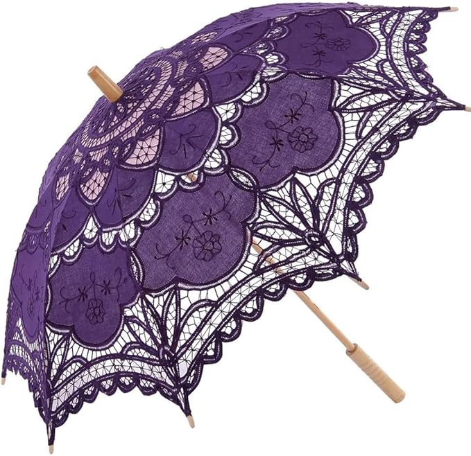 Lace Parasol Umbrella Vintage Wedding Bridal Lace Umbrella for Decoration Photo Tea Party 32 Inch Adult Size